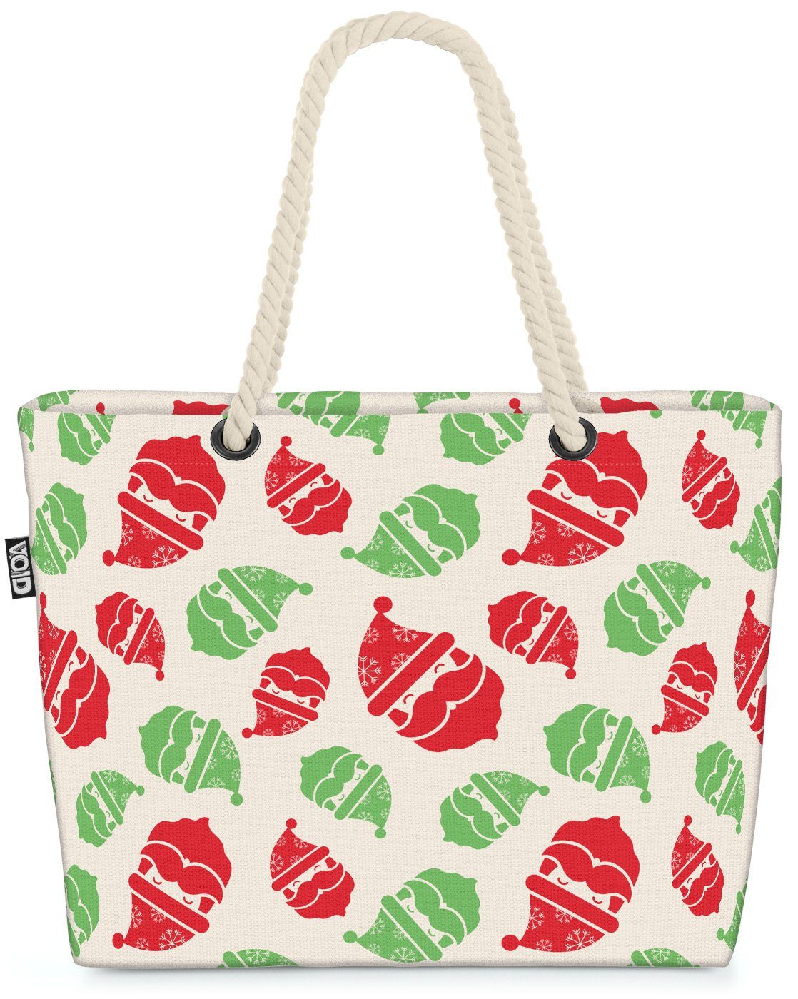 VOID Strandtasche (1-tlg), Nikolaus Muster Design Beach Bag Dekoration Deko Muster Winter Weihnachten Schn