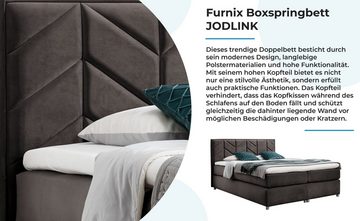 Furnix Polsterbett JODLINK 120x200 Doppelbett mit Topper, gestepptes mit Ziernähten geschmücktes Kopfteil