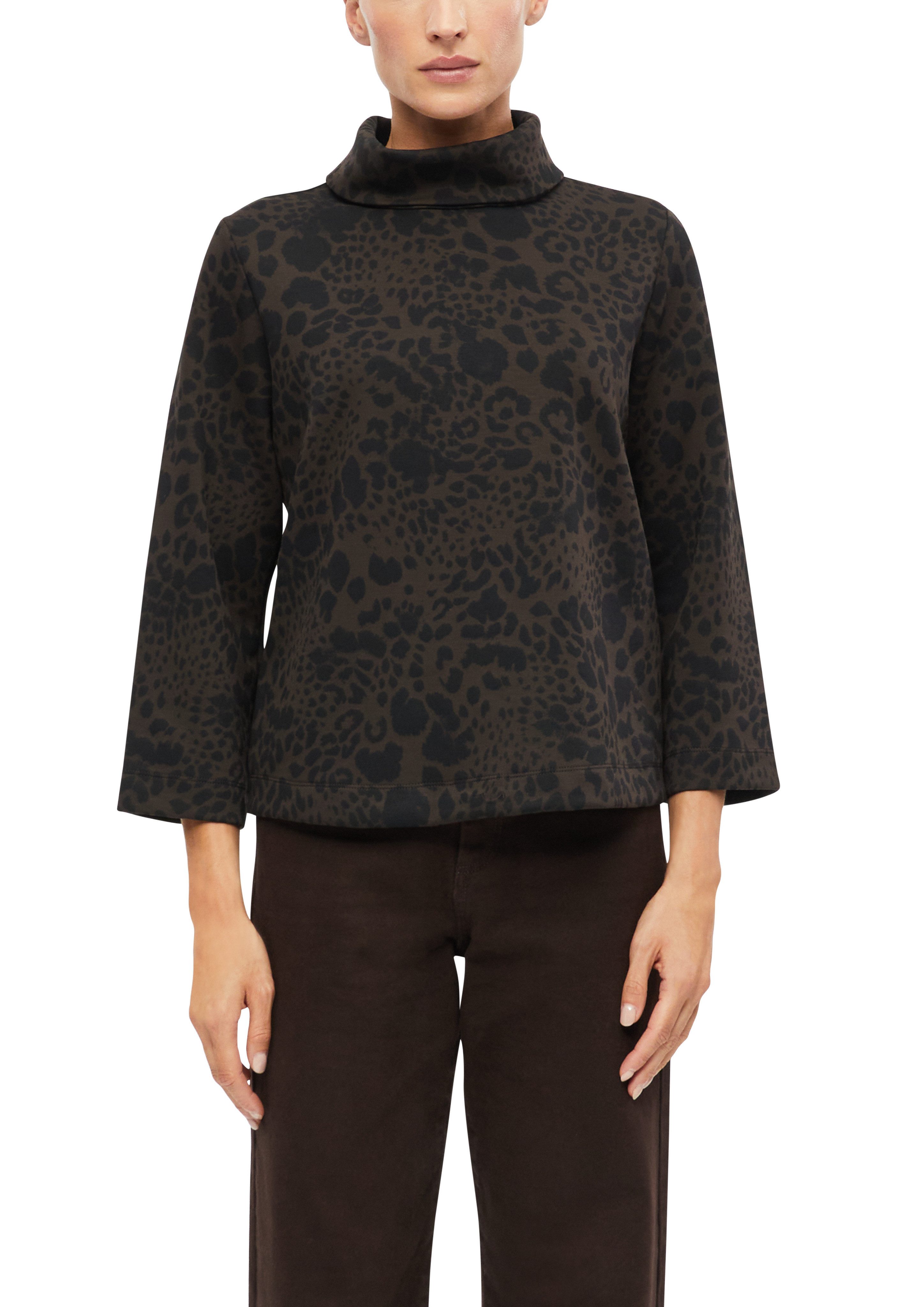 s.Oliver BLACK LABEL Sweatshirt mit Allover Animalprint, mit Rollkragen