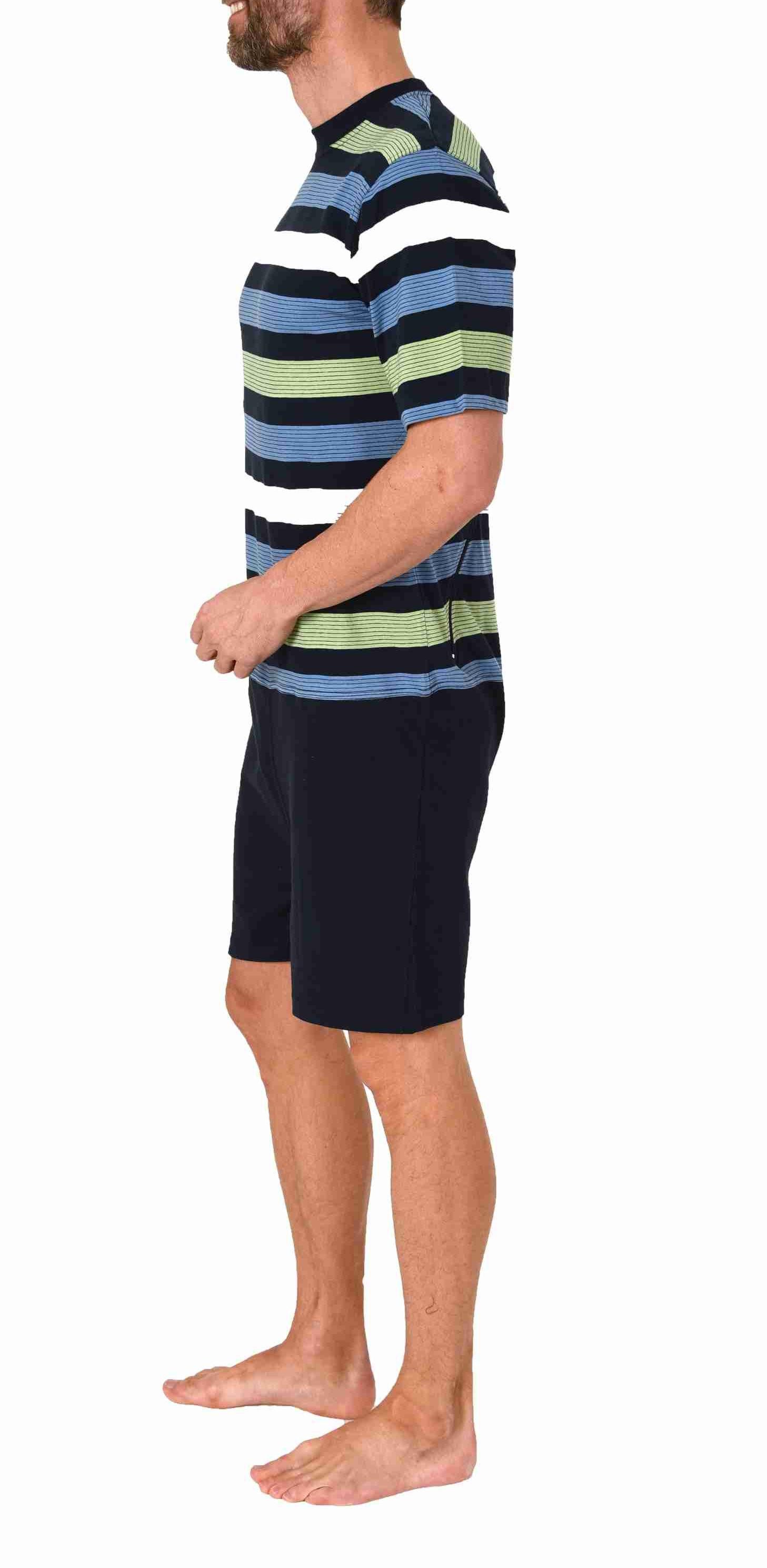 Normann Pyjama Herren Pflegeoverall kurzarm mit Reißverschluss am Rücken und Bein