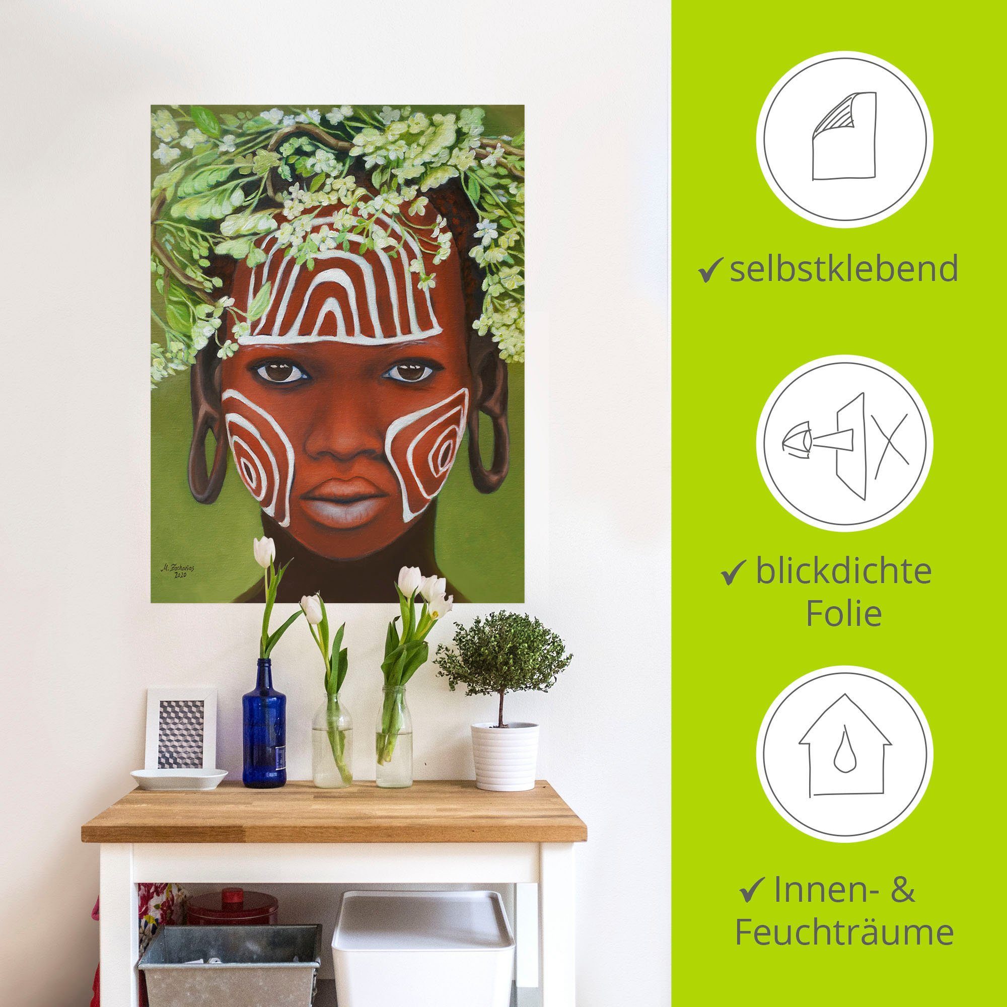 Artland Wandbild Afrikanische Alubild, Schönheit, in Wandaufkleber oder Größen (1 Poster versch. als Bilder von Leinwandbild, St), Frauen