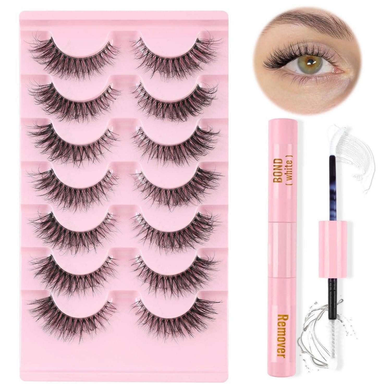 LuxusKollektion Bandwimpern Falsche Wimpern Katzenauge Fluffy Wispy M50