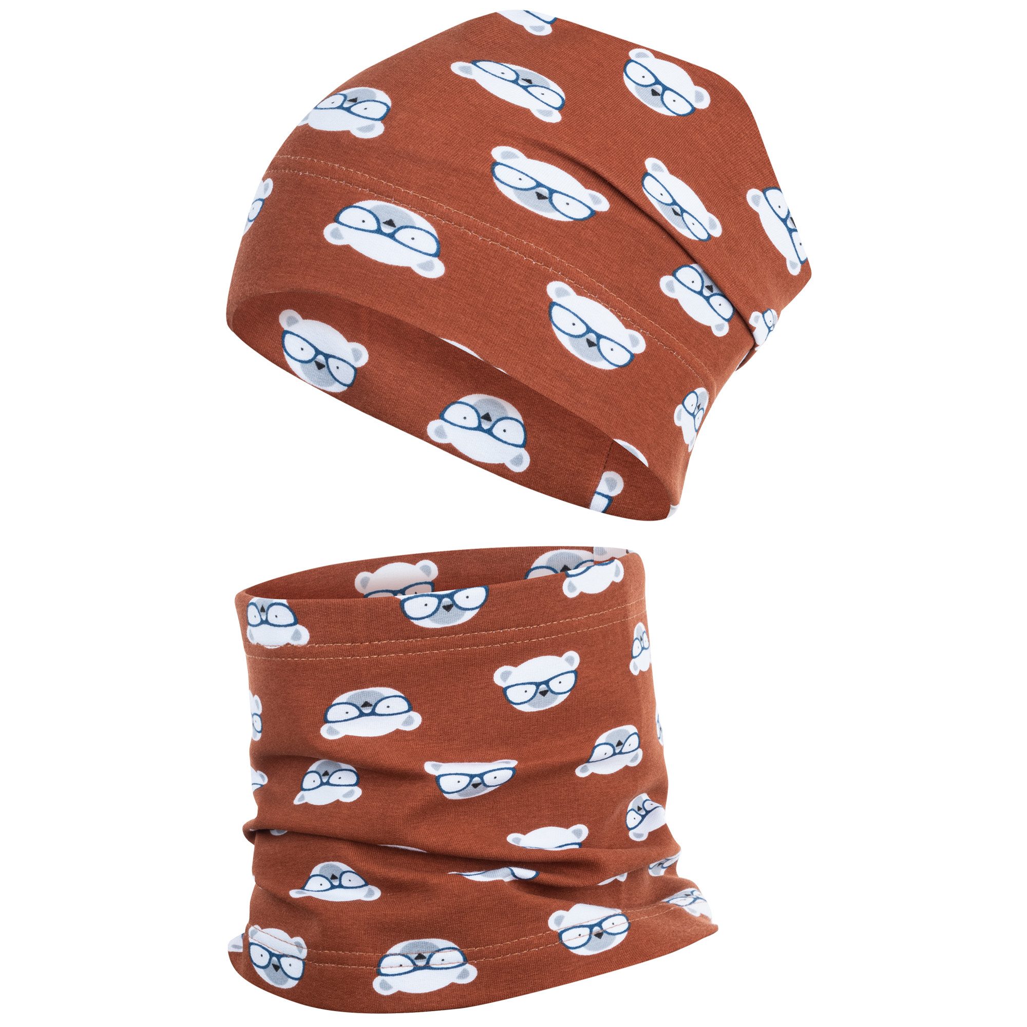 Smarillo Mütze & Schal Übergangsmütze + Schlauchschal Beanie Stoffmütze Jungen im Set Loop