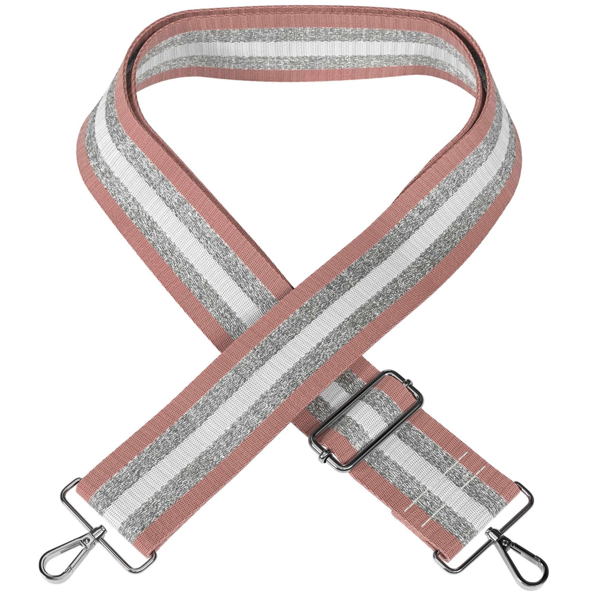 EAZY CASE Schulterriemen Schultergurte für Taschen gemustert Breiter Riemen zum Umhängen für Umhängetasche Bunt Wechselgürtel Rosé Rosé / Silber - Metall Silber