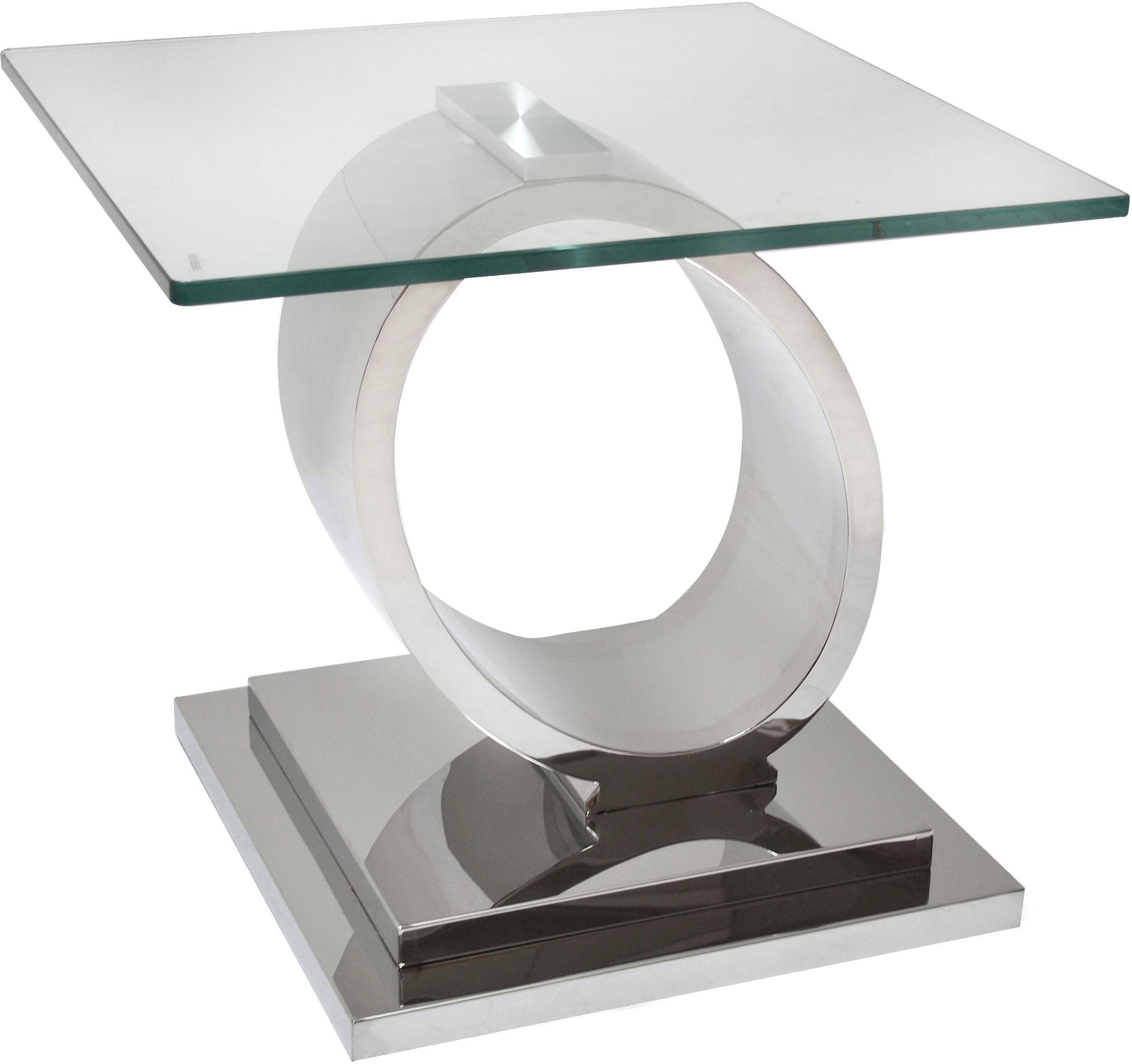Leonique Beistelltisch Aspen, Moderner Glastisch "Aspen", rechteckig, Chromgestell, pflegeleicht