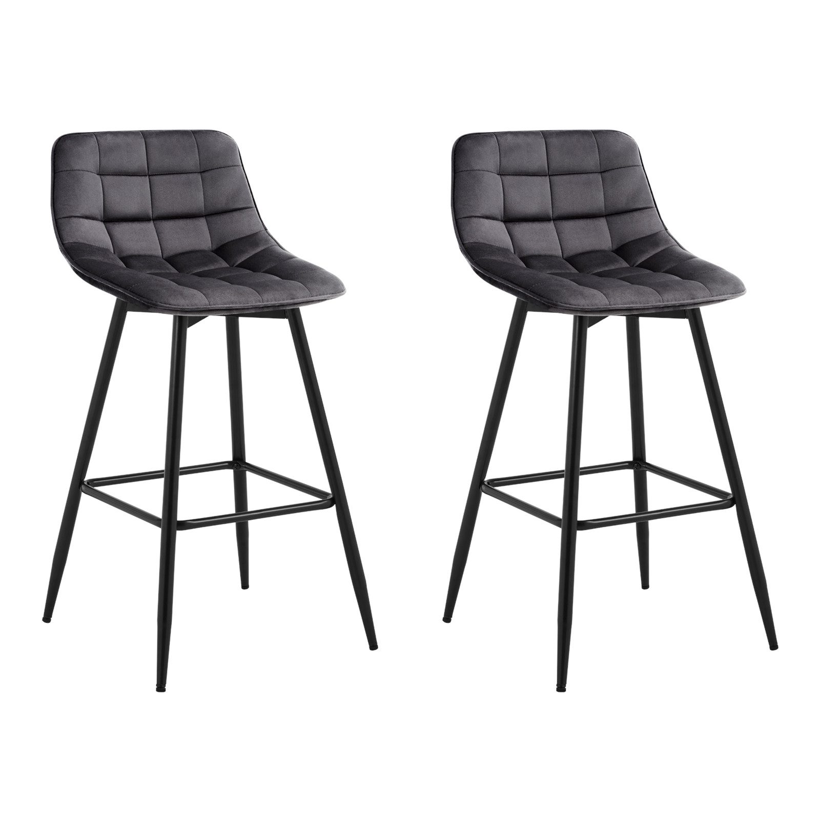 Woltu Barhocker (2 St), Barstuhl mit Rückenlehne und Fußstütze Samt Metall günstig online kaufen