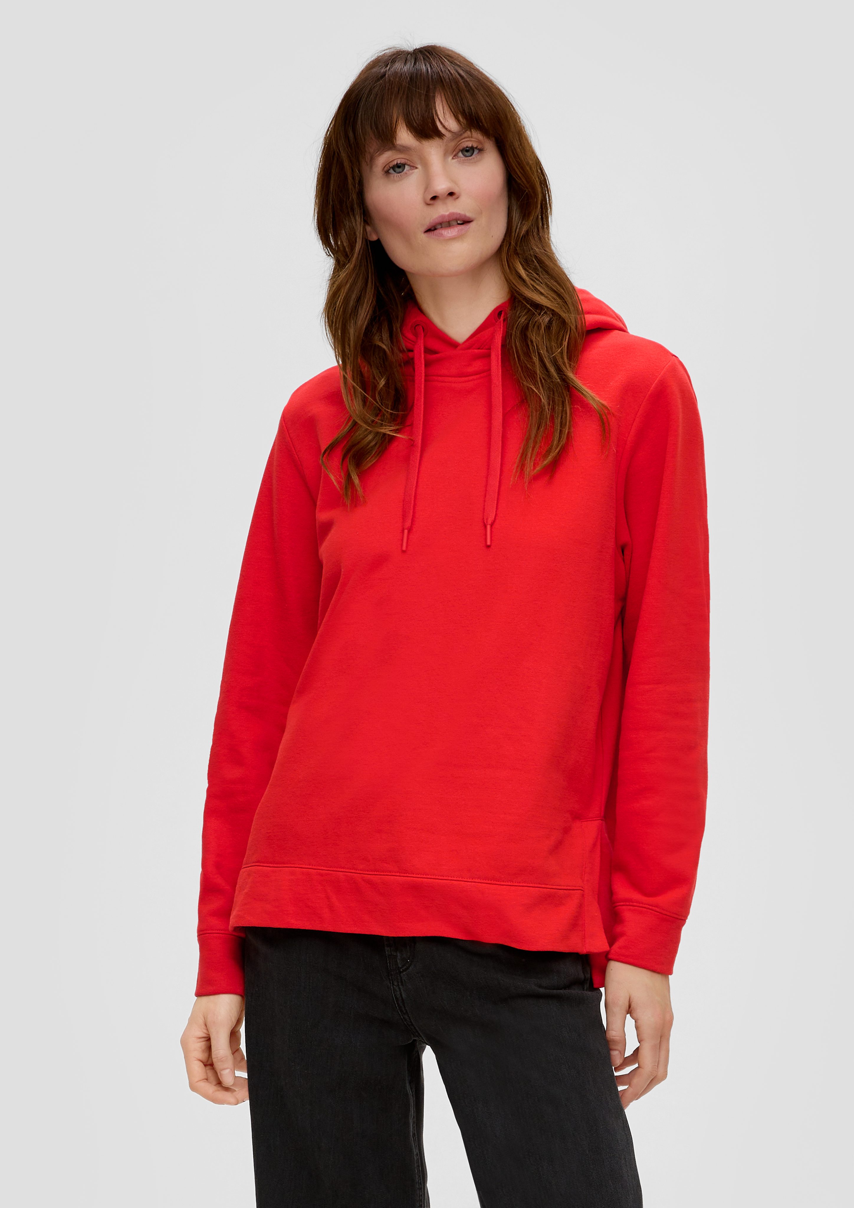 s.Oliver Sweatshirt Kapuzen-Sweatshirt aus Baumwollmix Durchzugkordel rot