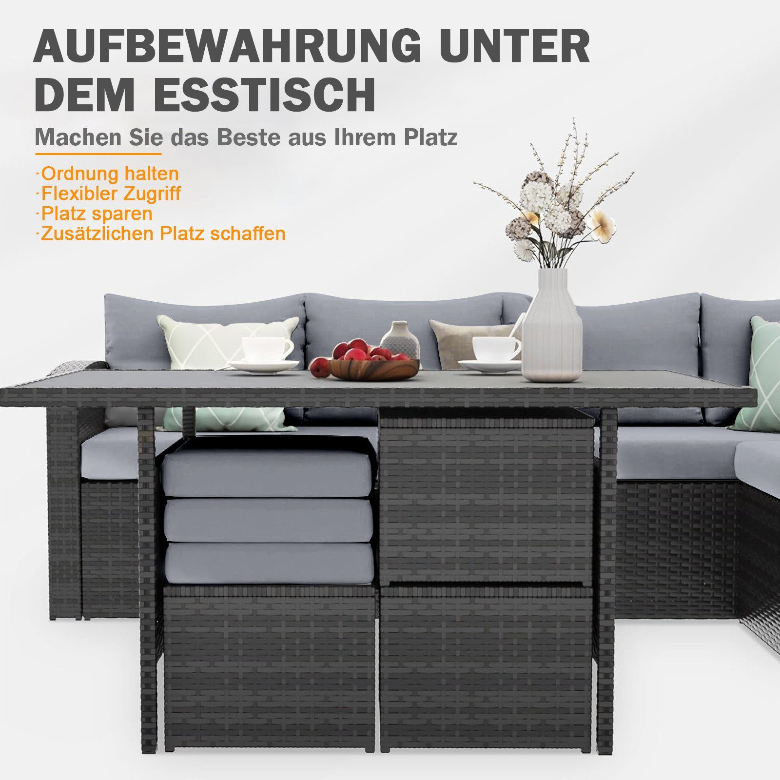 MeXo Gartenlounge-Set XXL mit Esstisch, Ecklounge günstig online kaufen