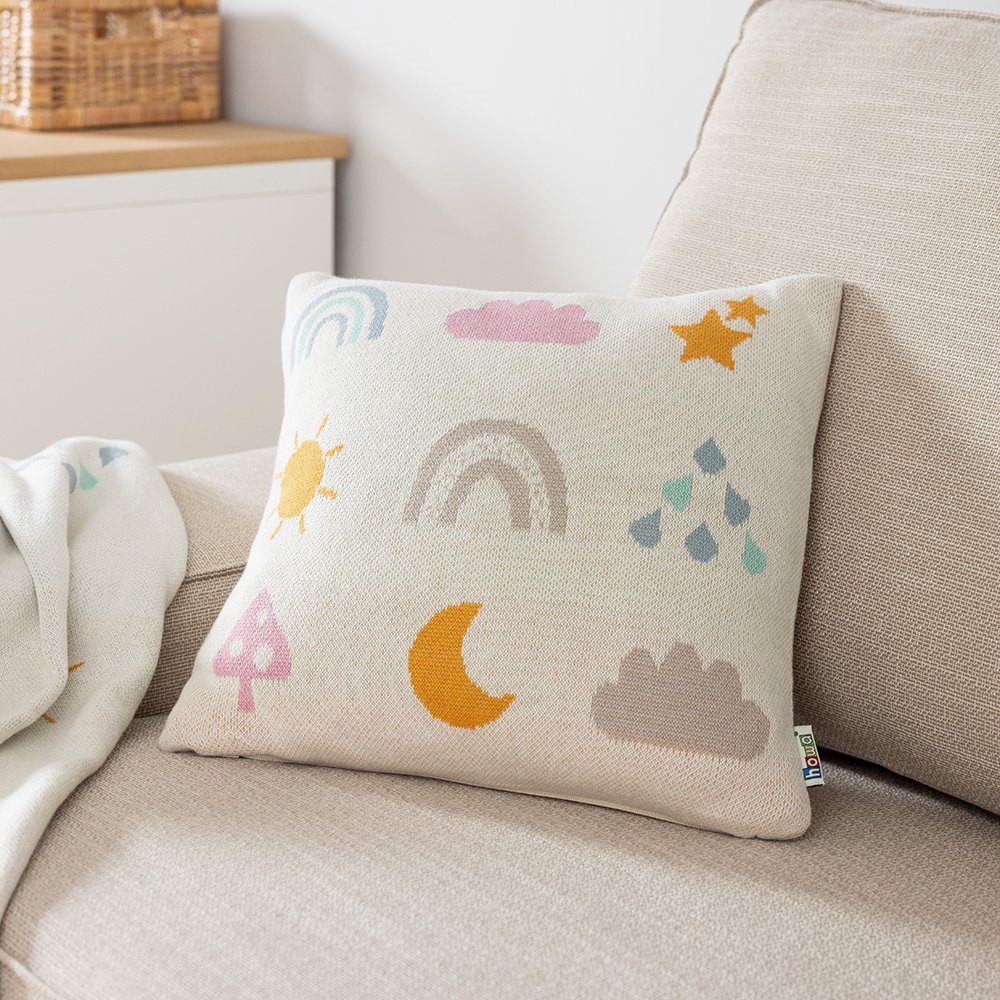 howa Dekokissen be happy, Strickkissen Kinderzimmer Deko Kissen für Kinder günstig online kaufen