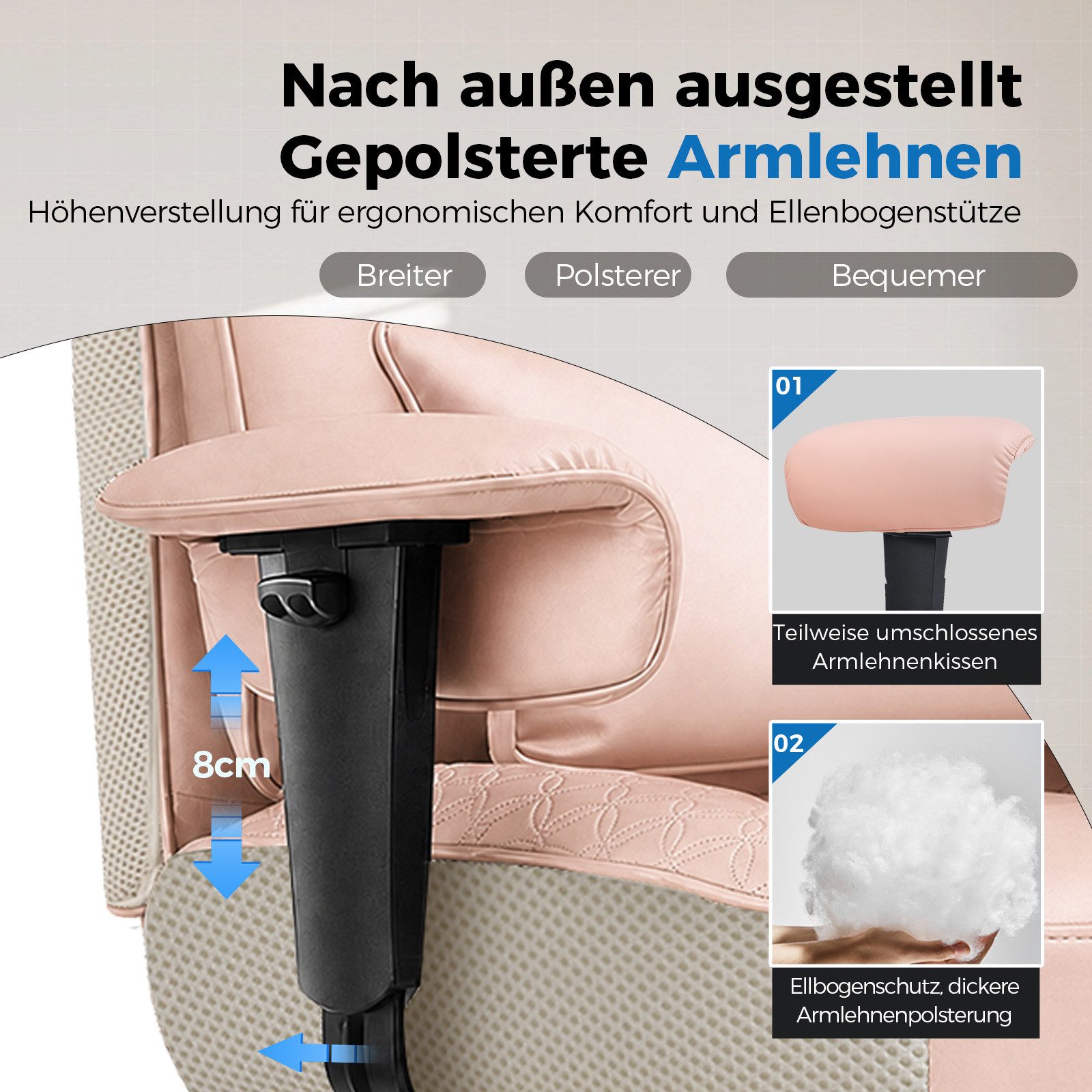 GTPLAYER Gaming-Stuhl Bürostuhl mit Fußstütze 150° Verstellbare Rückenlehne & Armlehnen, Computerstuhl Chefsessel für Große und Schwere Personen