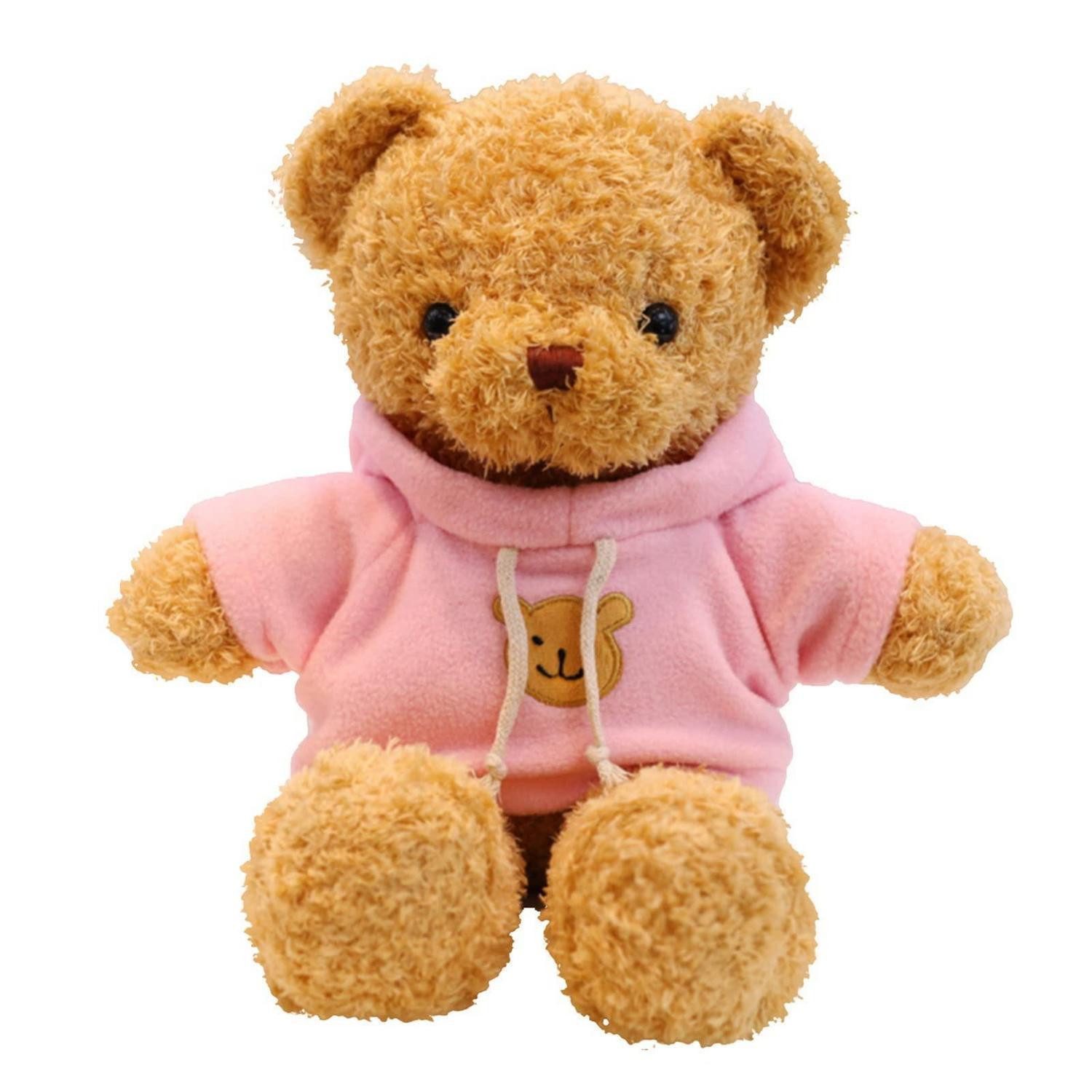 LuxusKollektion Kuscheltier Teddybär Plüschtier Kuscheltier Kapuze Tatzendruck Geschenk Pink 30cm