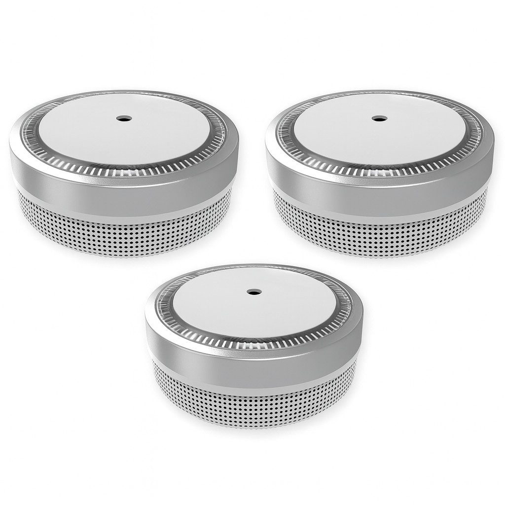 NEMAXX M1-Mini Rauchwarnmelder/Rauchmelder Ø71,6mm, Rauchmelder (Photoelektrisch, LED-Status, Prüftaste, Batteriewarnung pausierbar)