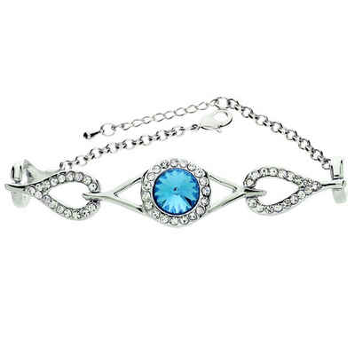 LÖB Armband Armband Armreif Silber Ringe Tropfen Zirkonia Blau, Damen Armkette mit weißen Glitzer Zirkonia Steinen Türkis Ringe Dünn Schmal Verstellbar Geschenke Für Frauen Freundin Mama zum Valentinstag Geburtstag