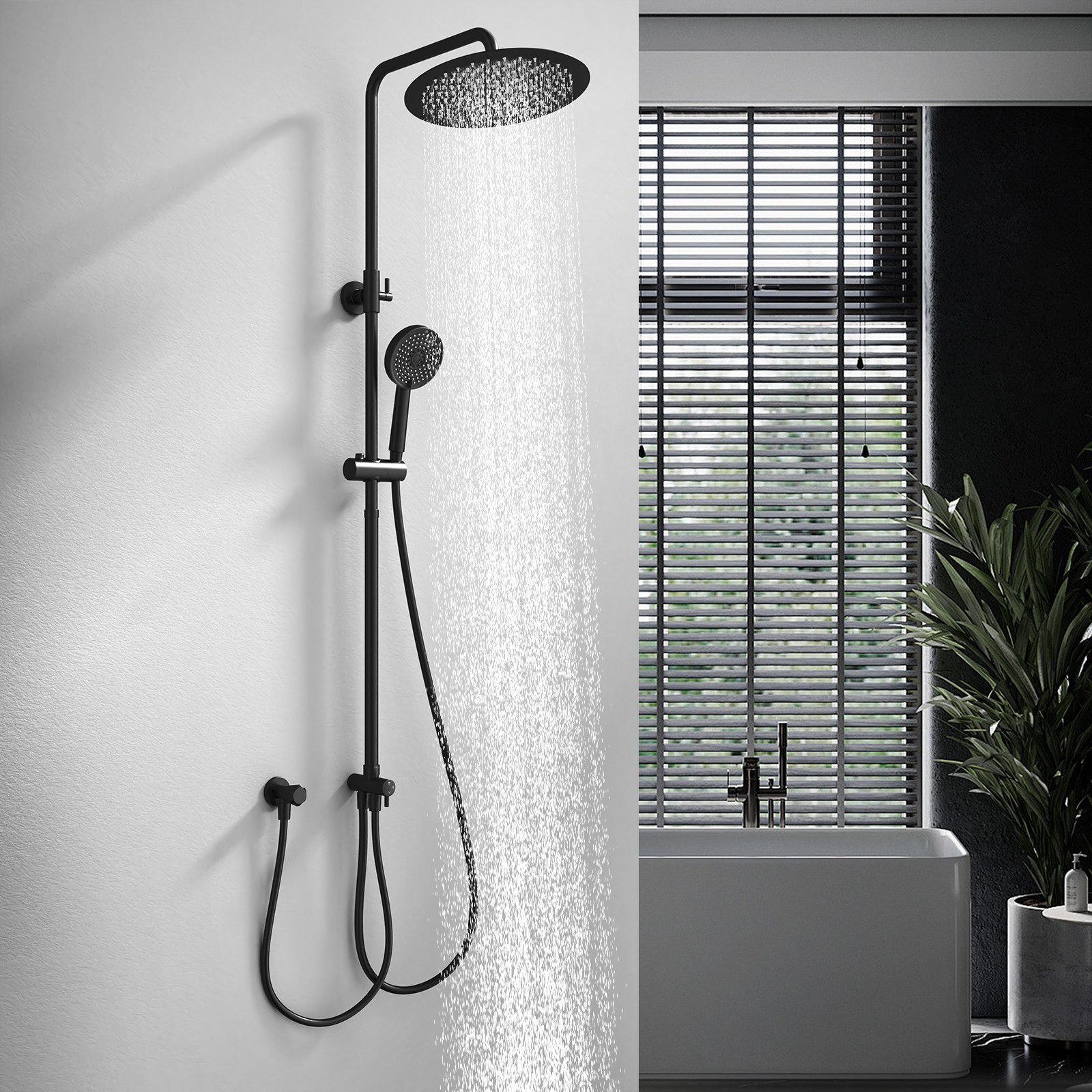 HOMELODY Duschsystem ohne Armatur, 300mm Rund Regendusche Edelstahl Duschset, 1 Strahlart(en), Regendusche Duschsystem Höhenverstellbar,3 Strahlarten Duschkopf