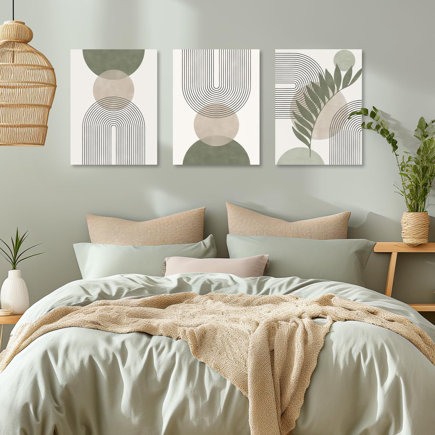 Minicloss Poster 3-teiliges Bohemian Poster Set, Grüne Pflanze Bilder, Ohne günstig online kaufen