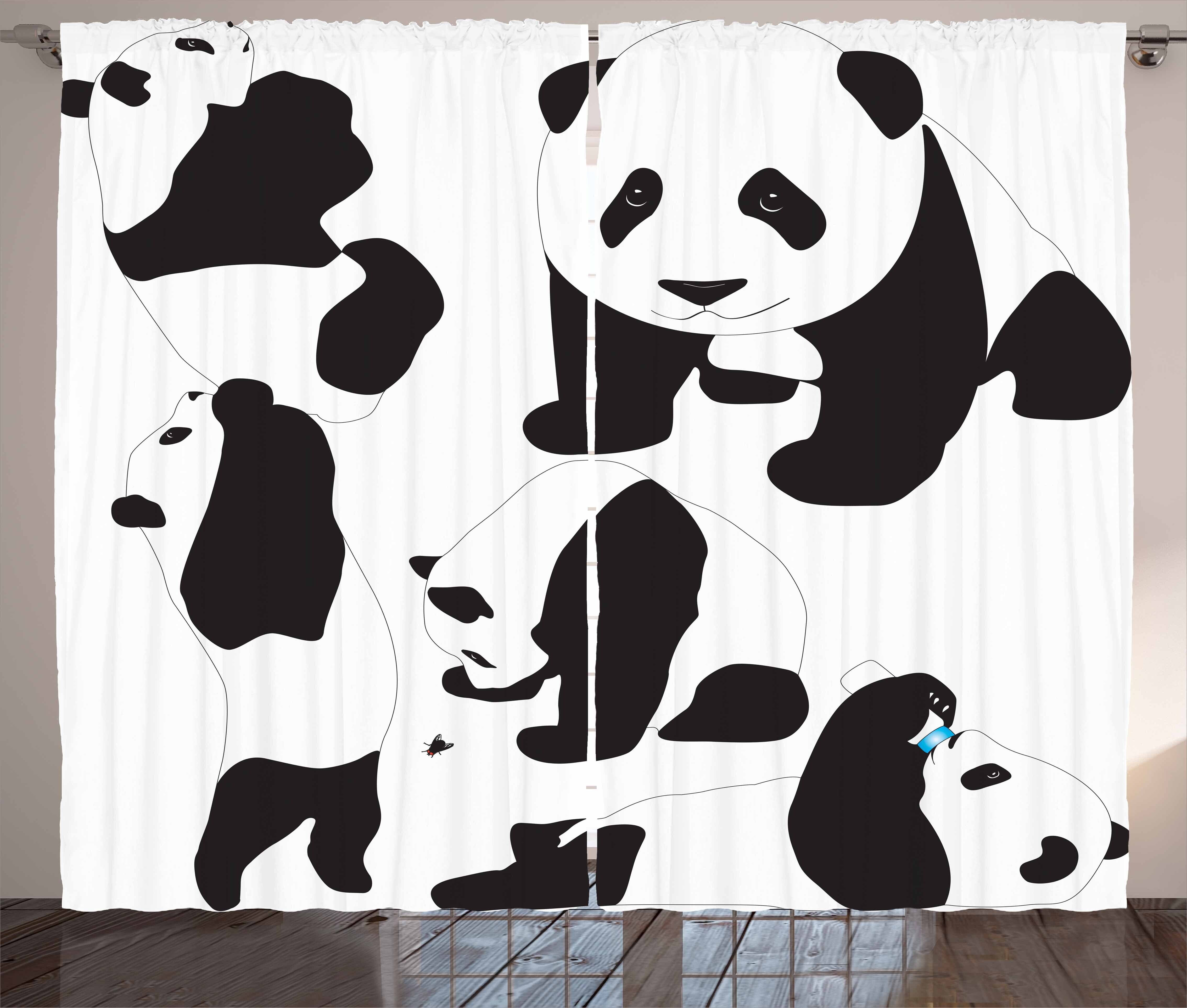 Gardine Schlafzimmer Kräuselband Vorhang mit Schlaufen und Haken, Abakuhaus, Zoo Baby-Pandas | Fertiggardinen