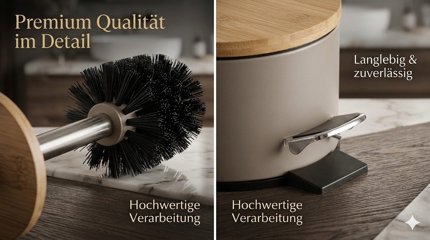 LikeKa Badaccessoire-Set 2 teilig Toilettenbürste und Kosmetikeimer matt mit Absenkautomatik – Bild 5 von 5