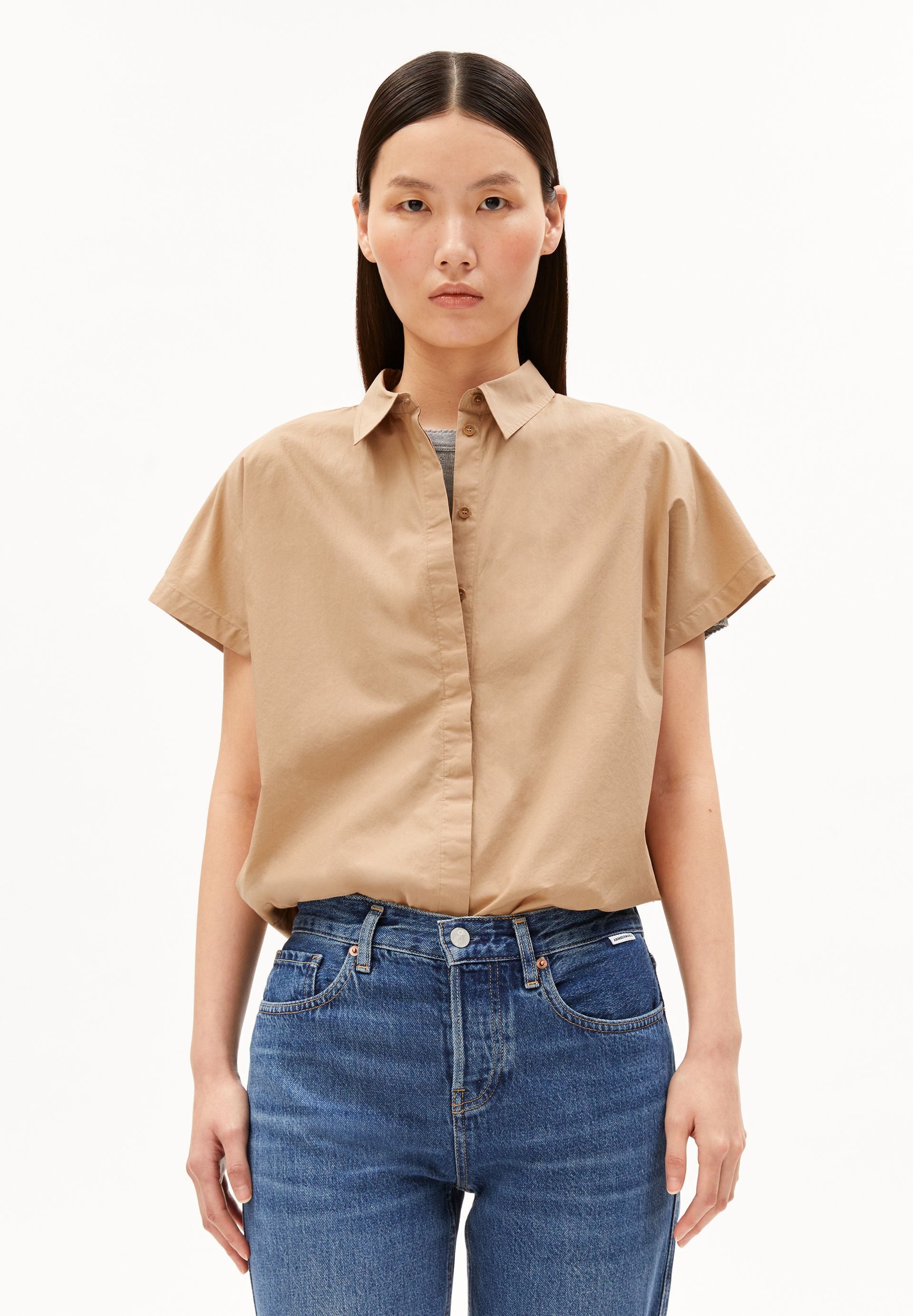 Armedangels Kurzarmbluse LARISAANA Bluse aus 100% Bio-Baumwolle Relaxed Fit
