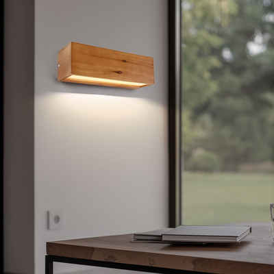 etc-shop LED Wandleuchte, LED-Leuchtmittel fest verbaut, Warmweiß, Wandleuchte Wandlampe Holzleuchte Designleuchte