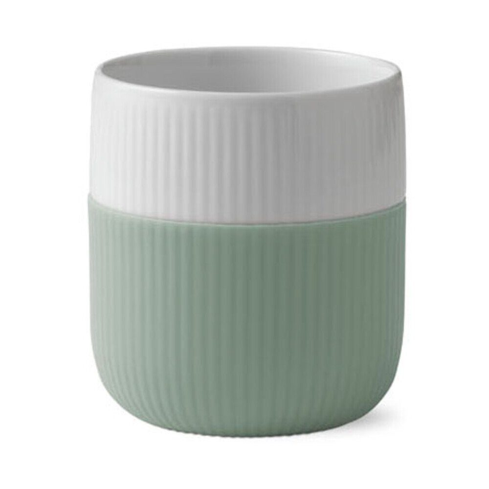 ROYAL COPENHAGEN Becher Becher 0,35 l Contrast Gerippt Moosflechte, 1-tlg., Hartporzellan und Silikon, Becher, Ø8,8cm, Hartporzellan und Silikon, grün