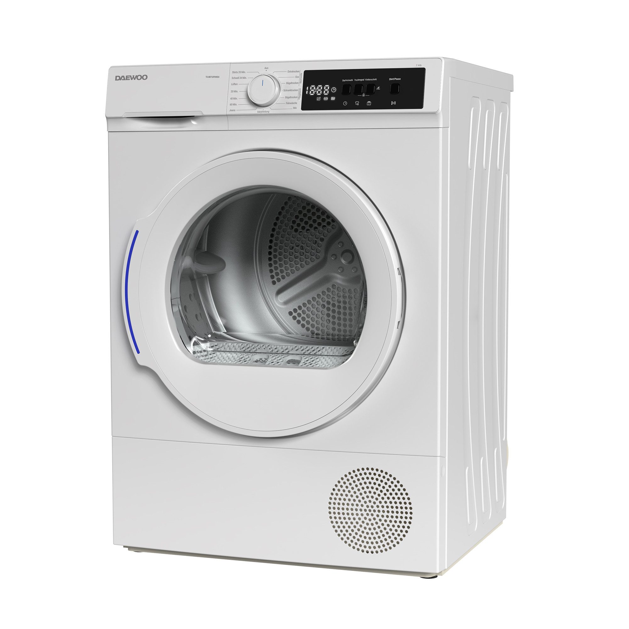 Daewoo Wärmepumpentrockner TD-BR7GP0WD0-DE, SoftTouch-Bedienung, BabyCare, Knitterschutz