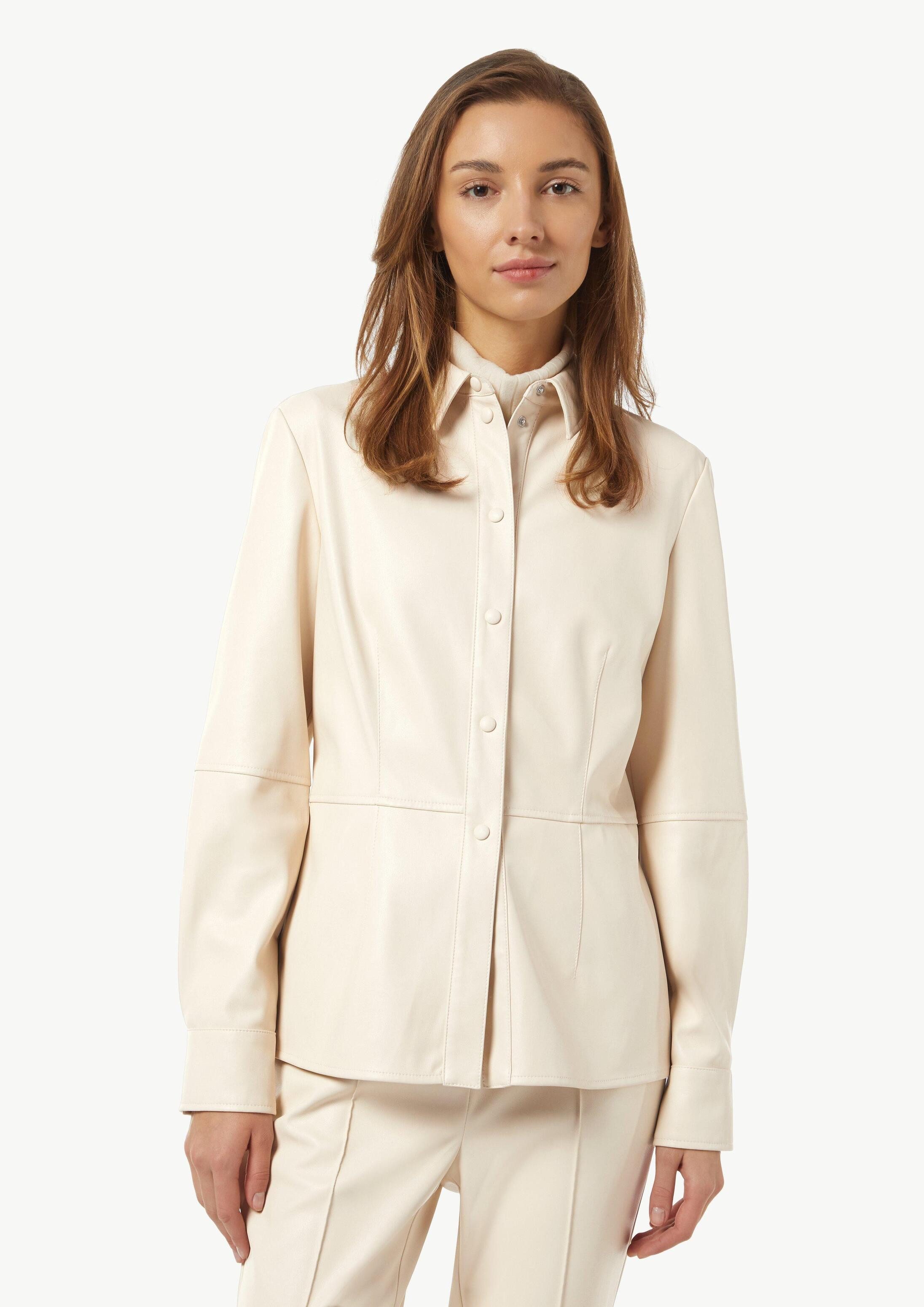 comma Hemdjacke Indoor-Jacke Bluse in Lederoptik