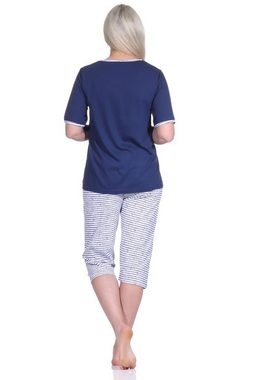Normann Pyjama Capri Pyjama kurzarm Schlafanzug mit 3/4-Hose in maritimer Optik
