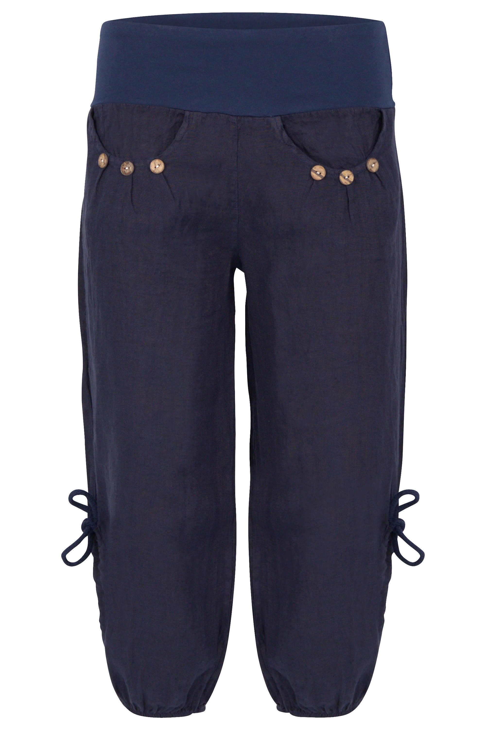 malito more than fashion Caprihose malito Damen Capri Hose aus Leinen, Stoffhose in Unifarben, Freizeit 3/4 Leinenhose