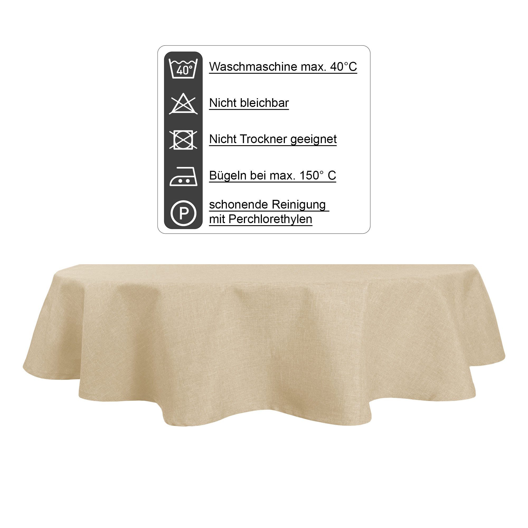Haus und Deko Tischdecke Tischdecke oval Leinenoptik Lotuseffekt Tischwäsche Wasserabweisend (1-tlg) – Bild 5 von 5