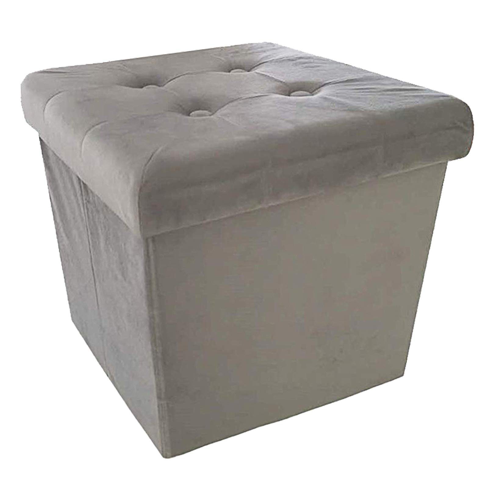 style home Стулья faltbare Sitzbank mit Stauraum (Aufbewahrungsbox mit Deckel, gepolstert Sitzwürfel Fußhocker), für Wohnzimmer Schlafzimmer, Sitztruhe aus Samt, 38 * 38 * 38 cm Hgrau