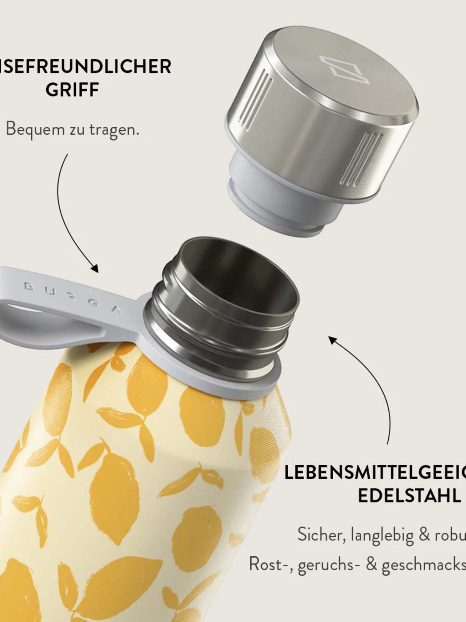 BURGA Trinkflasche Lemon Tart Water Bottle 500ml