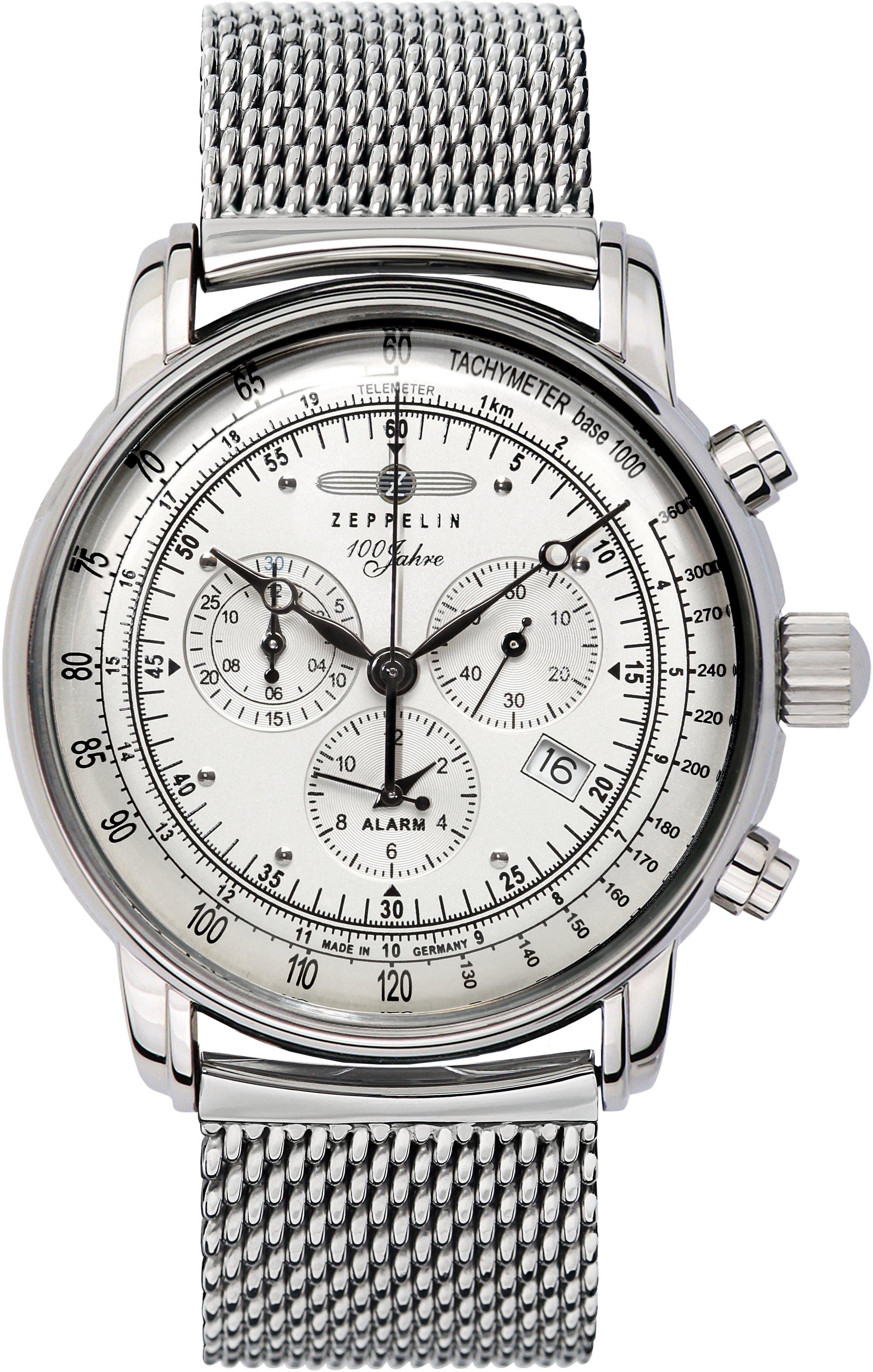 ZEPPELIN Chronograph 100 Jahre Zeppelin, 7680M-1, Armbanduhr, Quarzuhr, Herrenuhr, Datum, Stoppfunktion, Made in Germany