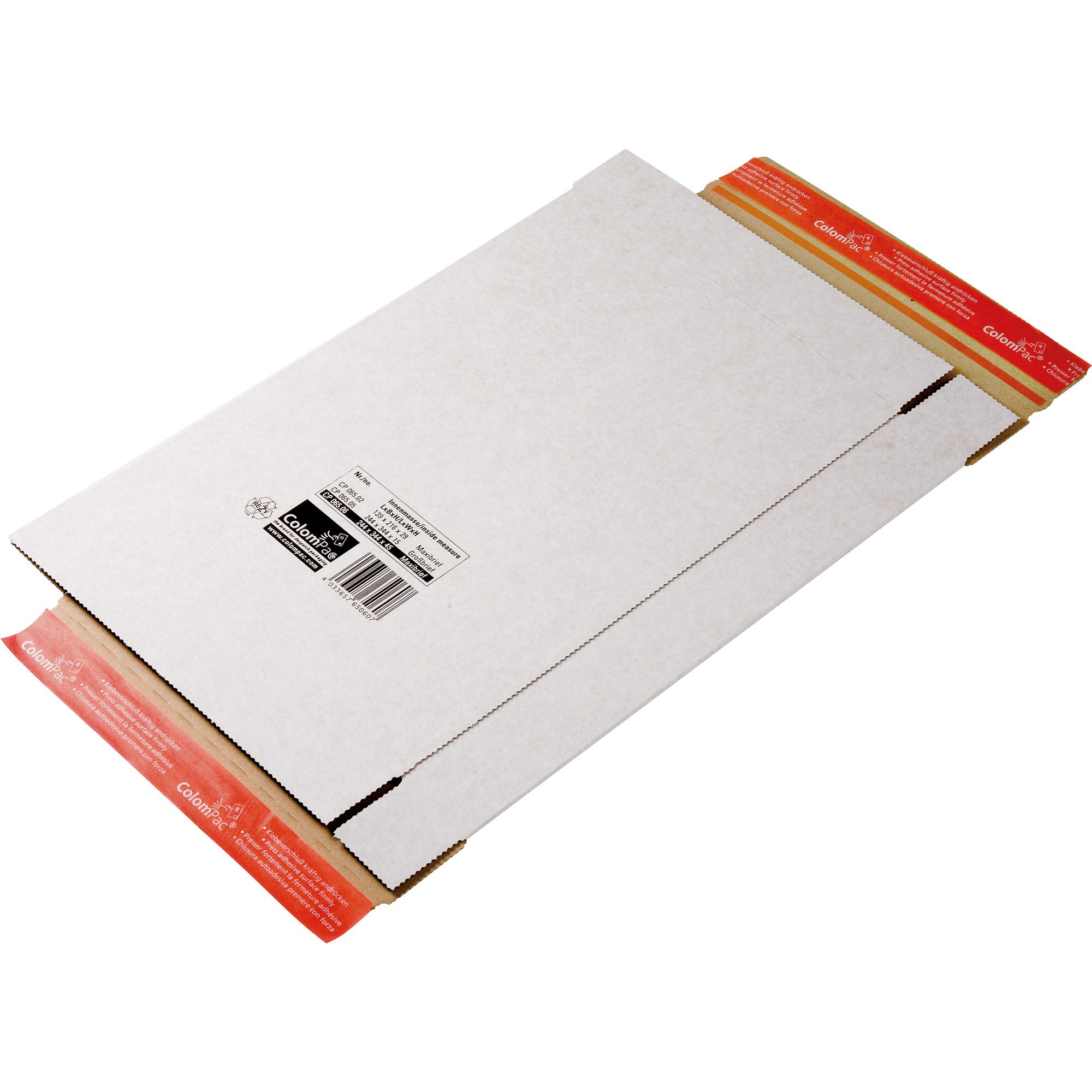 COLOMPAC Versandkarton Faltkarton CP 065.56 24,4x34,4x4,5cm selbstklebend weiß