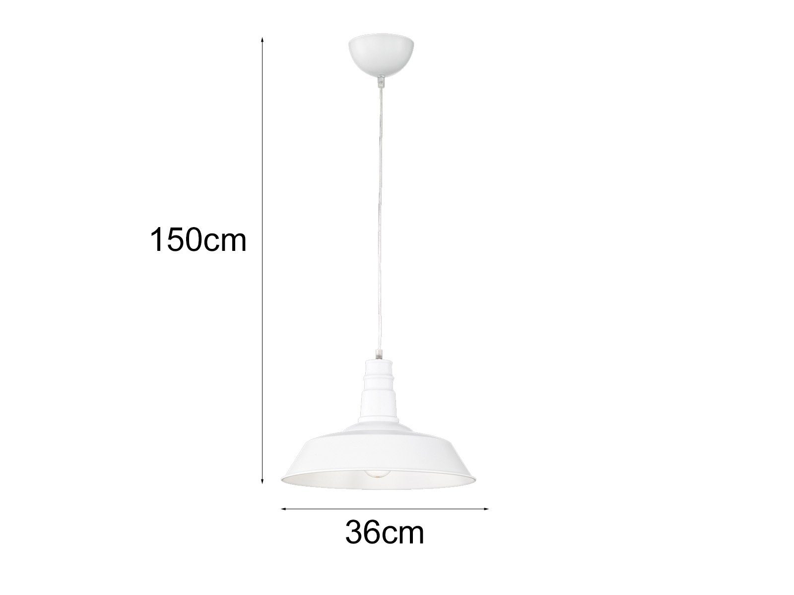 Reality Leuchten LED Pendelleuchte, LED wechselbar, Warmweiß, Fabrik-lampe im Industrie-design hängend über-n Esstisch Weiß, Ø36cm