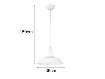 meineWunschleuchte LED Pendelleuchte, LED wechselbar, Warmweiß, Fabrik-lampe im Industrie-design hängend über-n Esstisch Weiß, Ø36cm