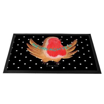 Fußmatte 60 x 90 cm Rotkehlchen Weihnachten - Schwarz - Geschenk, Winter, Niko, Mr. & Mrs. Panda, Höhe: 0.3 mm, Rutschfester Halt