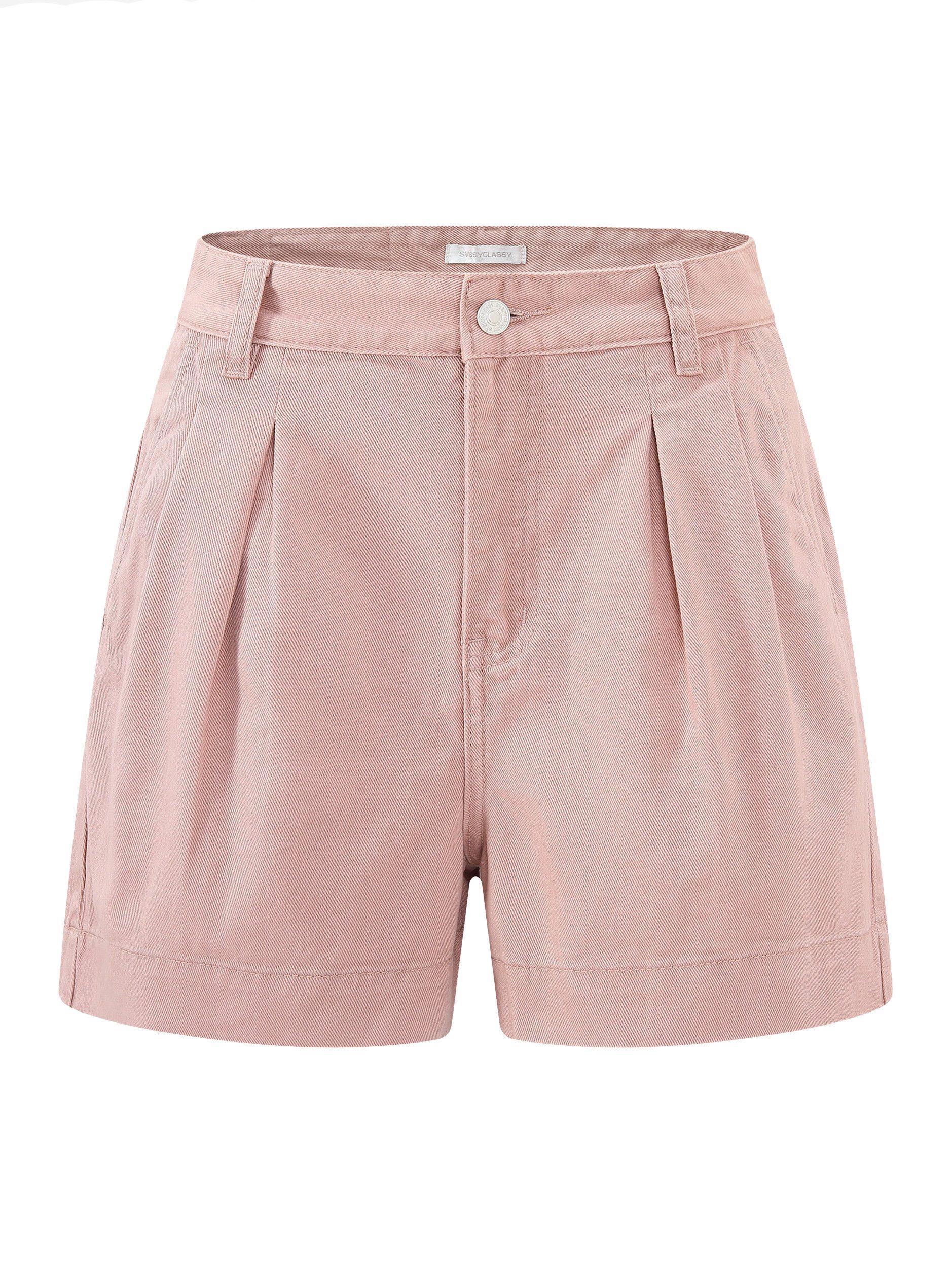 SASSYCLASSY Shorts Weite High Waist Jeans Shorts für Damen Robuste Jeansshorts aus Denim mit Gürtelschlaufen und Taschen