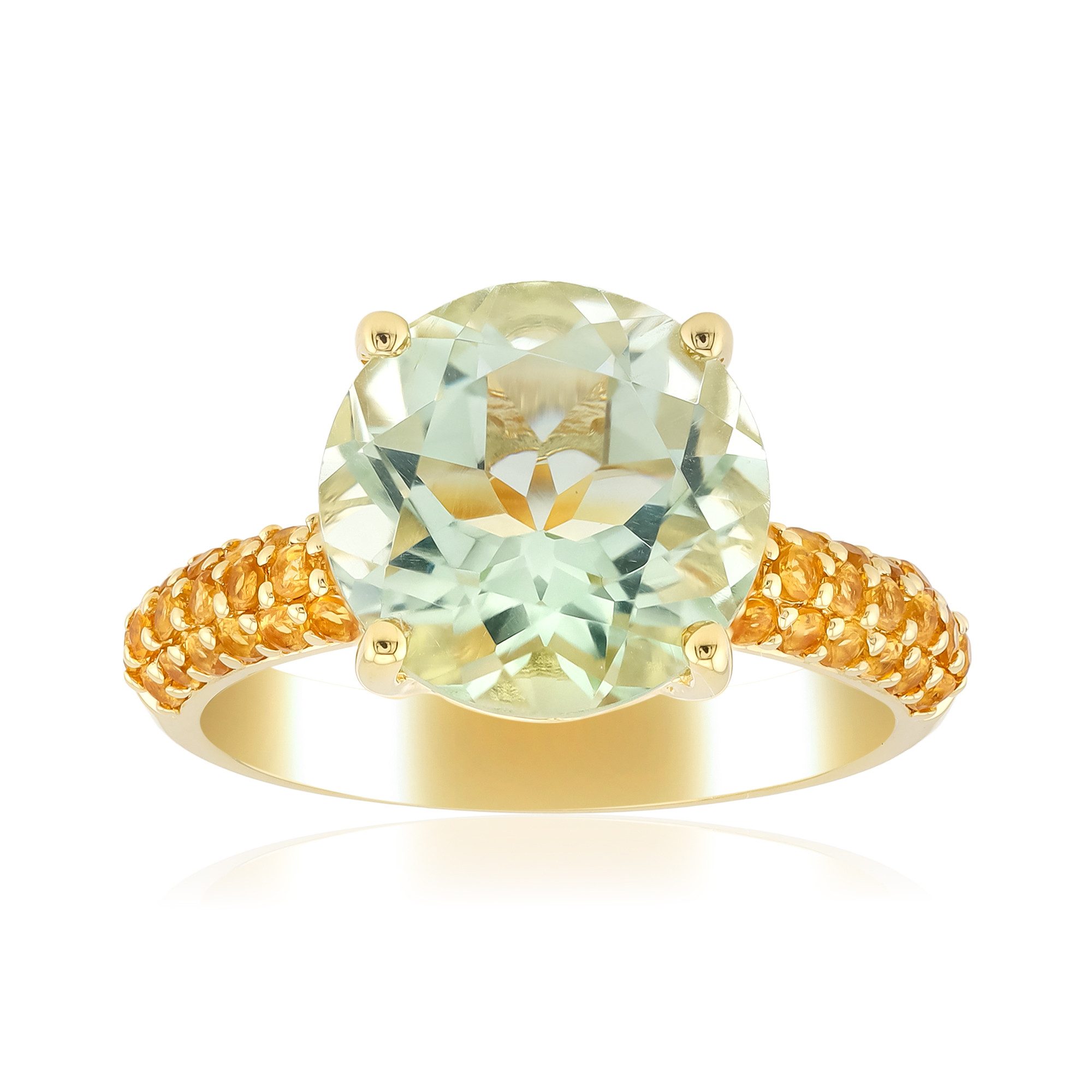 Cavill Silberring Grüner Amethyst Citrin Goldplattierter Silberring (1-tlg)