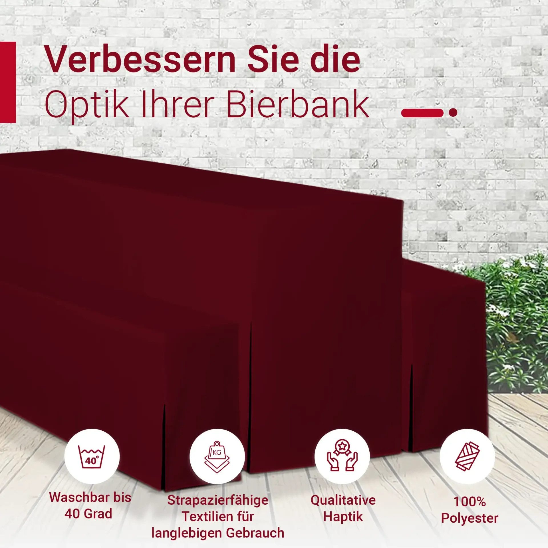 TexDeko Biertischhusse Biertischhussen Premium für Bierzeltgarnituren (nur Tisch), Länge & Breite: Nach Wahl, blickdicht & pflegeleicht – Bild 3 von 5