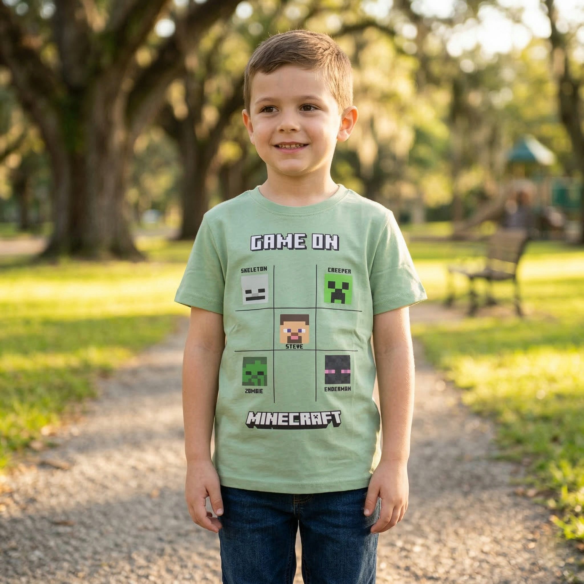 Minecraft Print-Shirt Minecraft Steve Creeper Zombie Kinder jungen T-Shirt Gr. 116 bis 152 - 100% Baumwolle