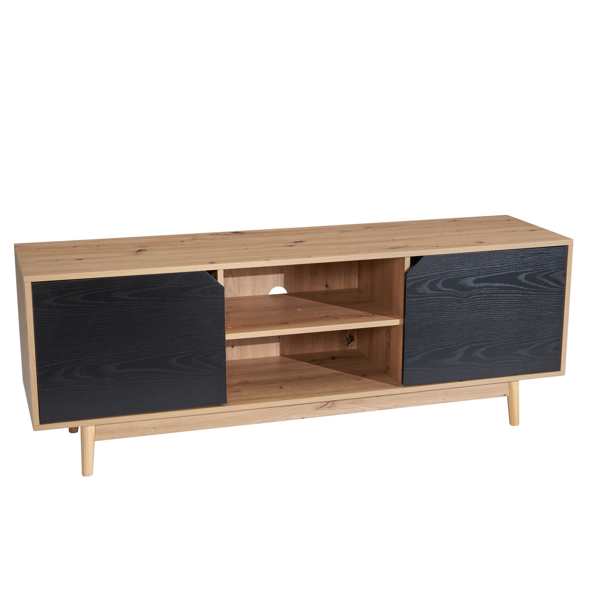 furnicato Lowboard TV-Unterschrank Eichefarben 150x55x40 cm Schwarz (1 St)