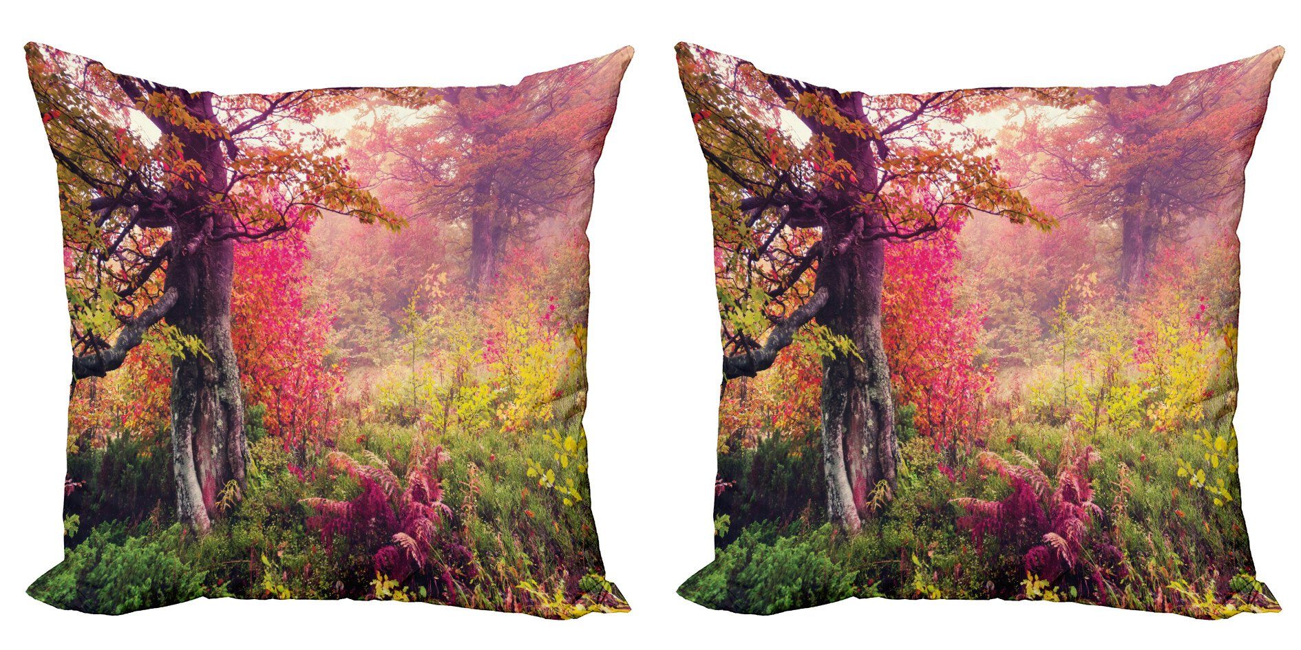 Doppelseitiger Modern Abakuhaus Herbst-Bäume Digitaldruck, Majestic Accent Wald Kissenbezüge (2 Stück),