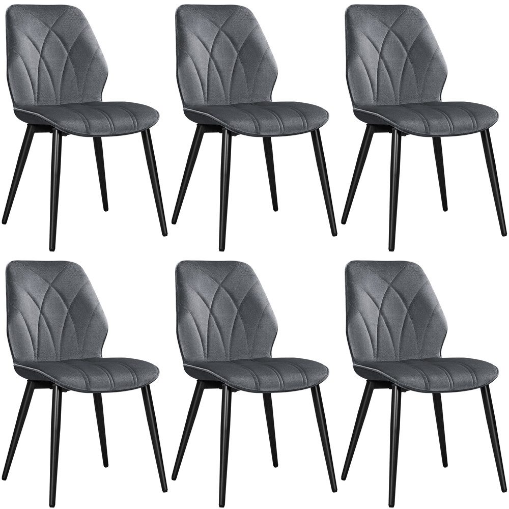 Yaheetech Esszimmerstuhl 2/4/6er Set (6 St), Küchenstühle mit Rückenlehne & Metallbeine für Wohnzimmer/Esszimmer