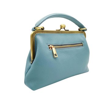 Taschenkinder Handtasche Kleine Umhängetasche "kleine Olive" in hellblau, Bügeltasche, Retro, Echtes Leder