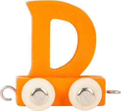 Small Foot Spielzeug-Zug Buchstabenzug Namenszug D orange Dekozug, (Set, 1-tlg., 1), Einzigartiges Design, Made in Germany