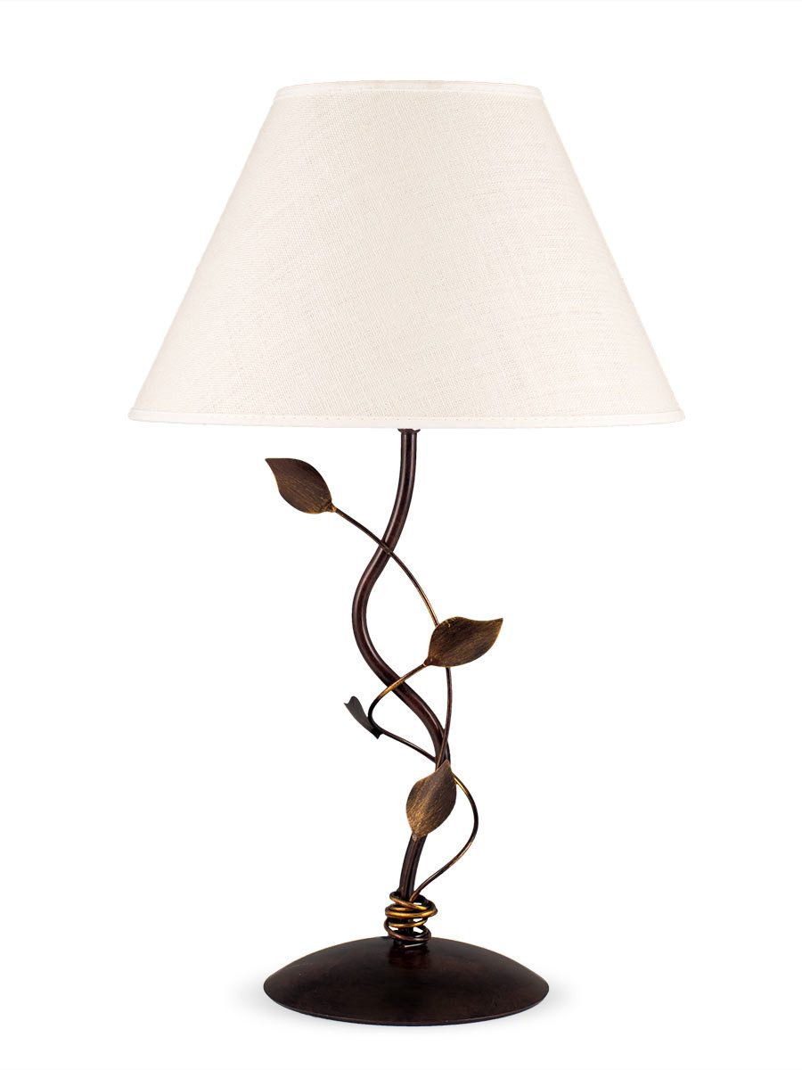 Helios Leuchten LED Tischleuchte Florentiner Tischlampe im Landhausstil Stoffschirm Leinen, für Nachttisch Schreibtisch Sideboard, LED wechselbar, handgefertigter Artikel