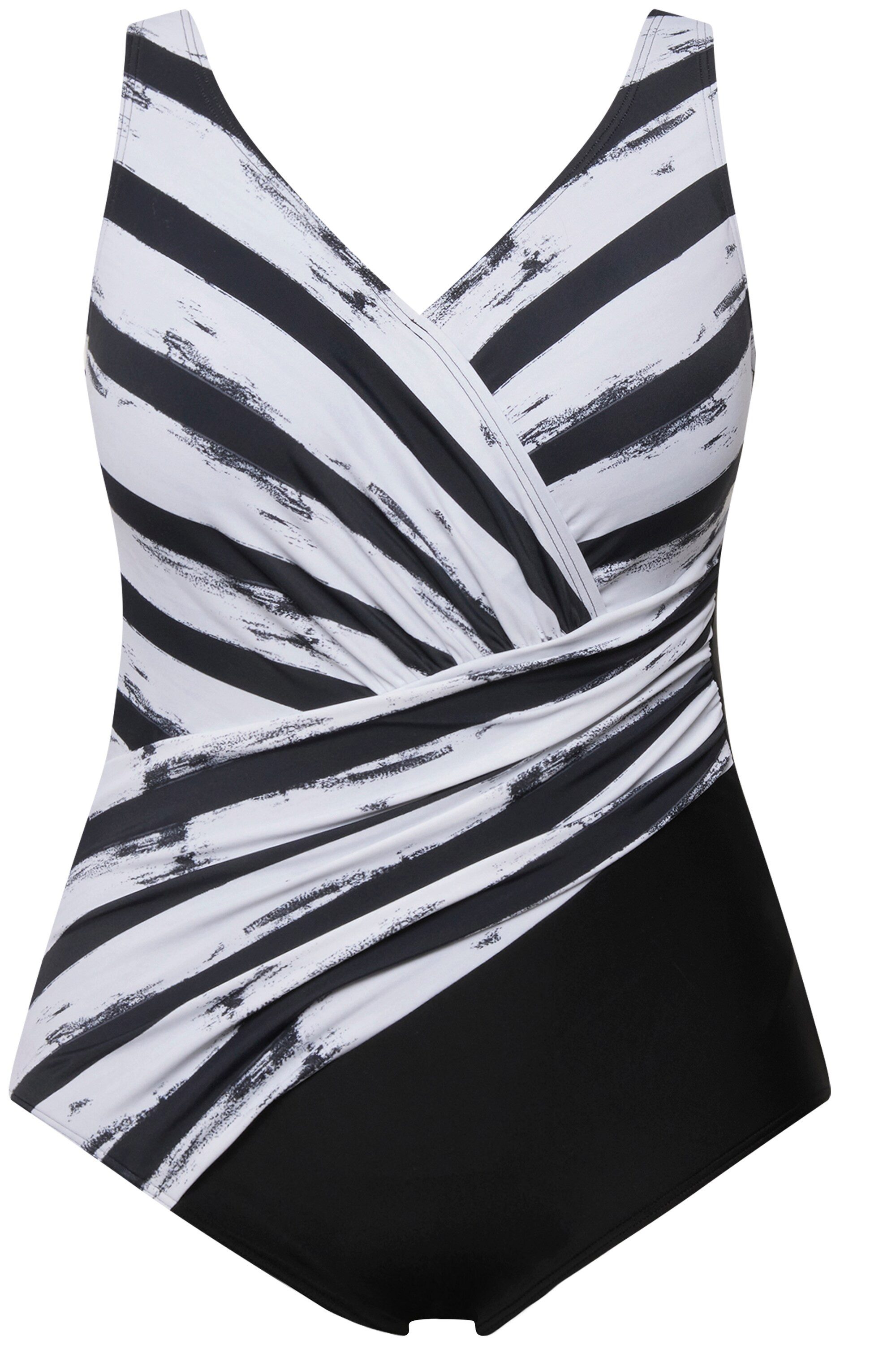 Ulla Popken Badeanzug Badeanzug Streifen Softcups Drapierung recycelt günstig online kaufen