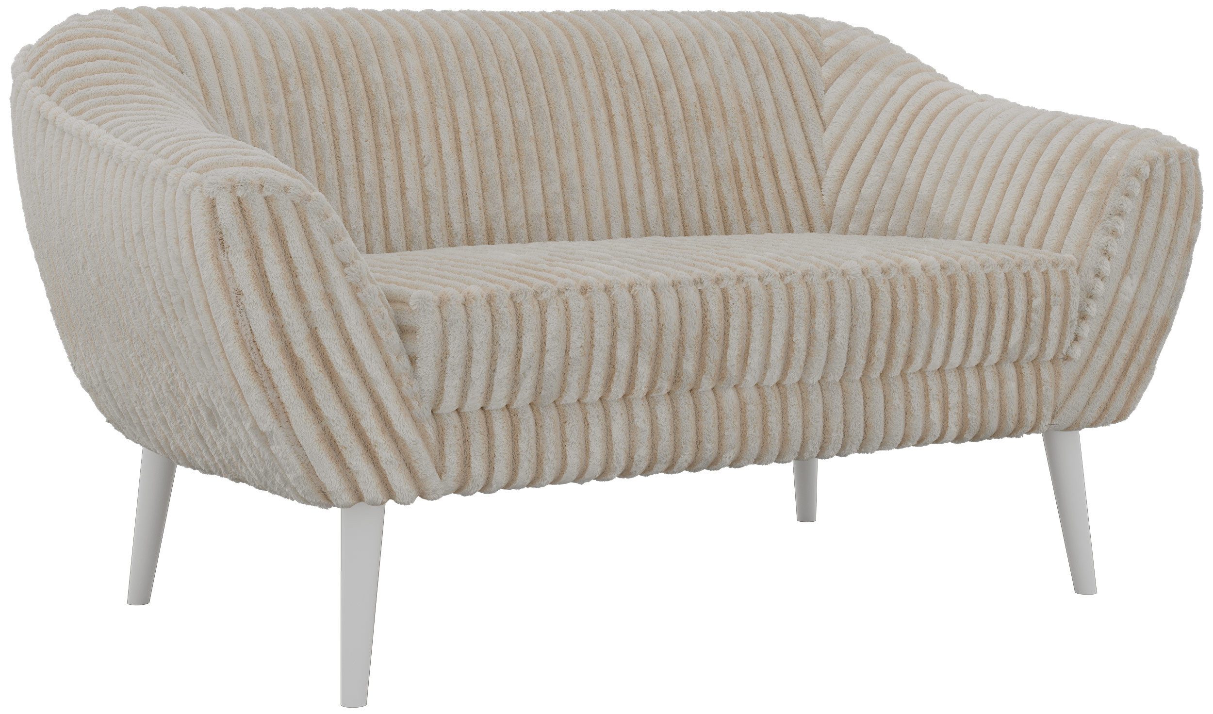MKS MÖBEL Sofa PIRS, 2-Sitzer, Design mit Steppung, Wellenfederung, Scandi-Design, Füße wählbar