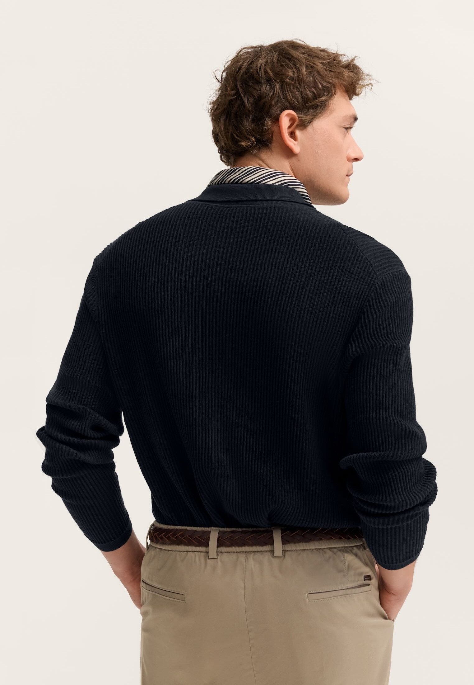 bugatti Strickjacke Regular Fit geknöpft mit Polokragen