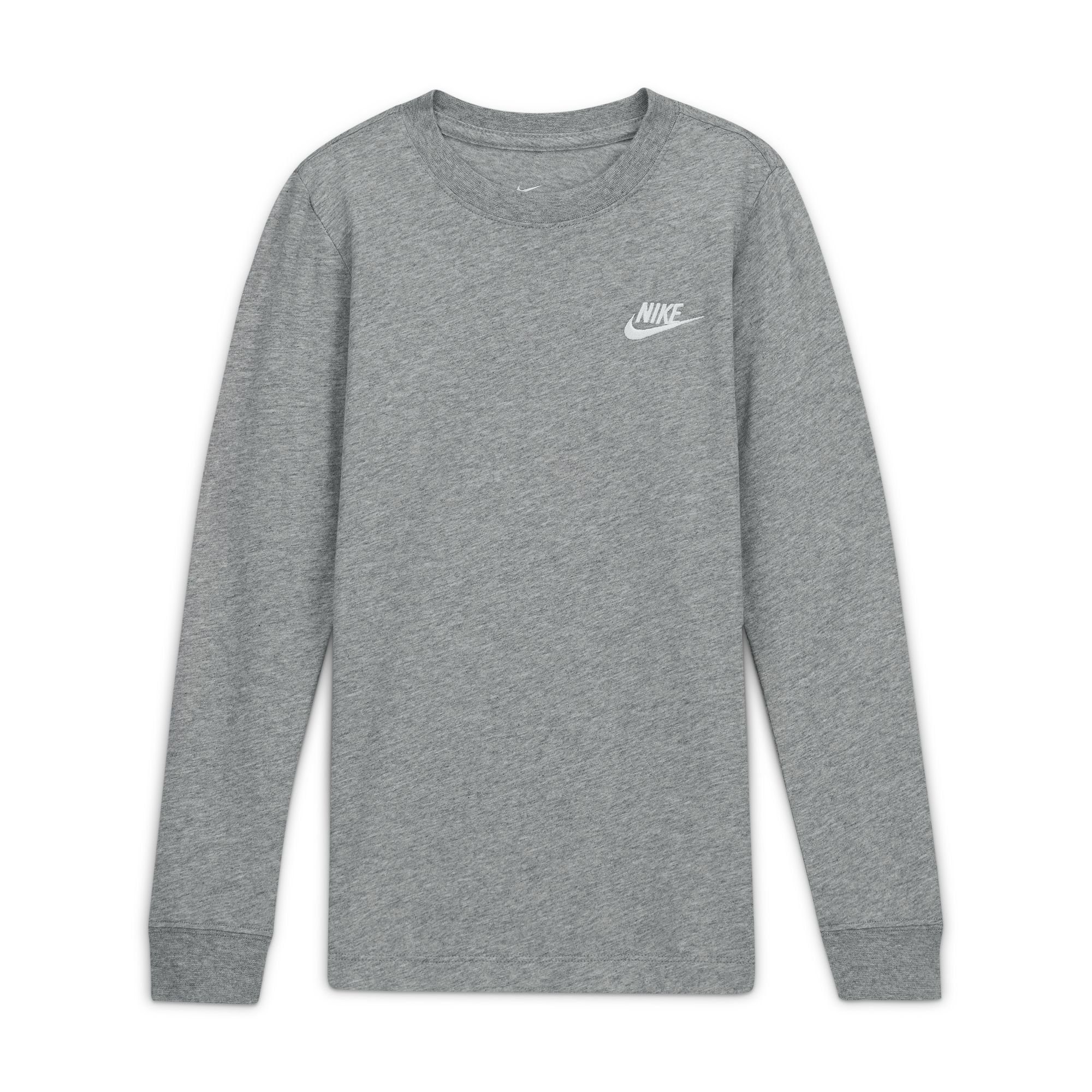 Langarmshirt (BOYS) Sportswear T-SHIRT KIDS' Nike BIG LONG-SLEEVE GREY HEATHER/WHITE DK